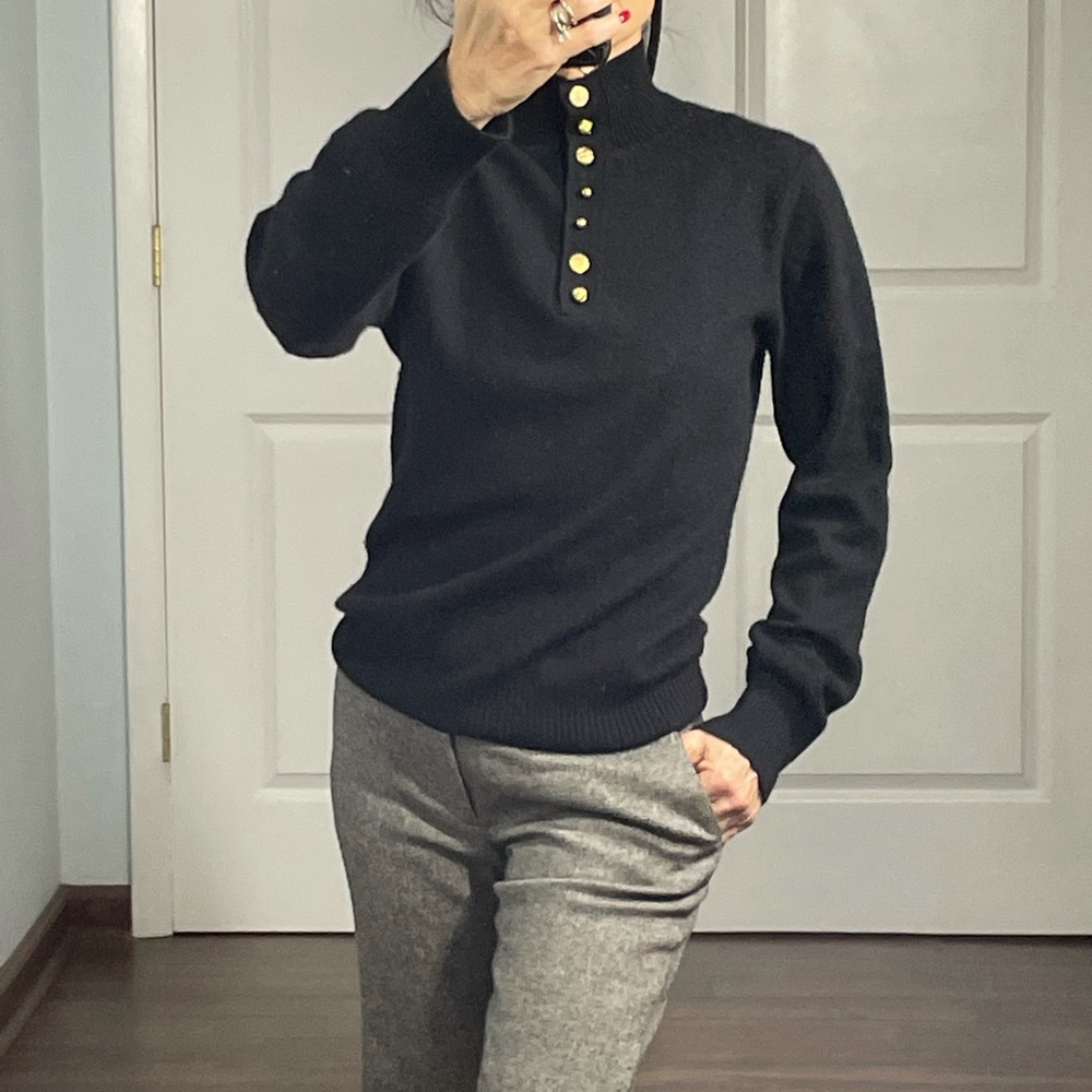 Evelyn Cashmere 100% cashmere Half Button Up Sweater